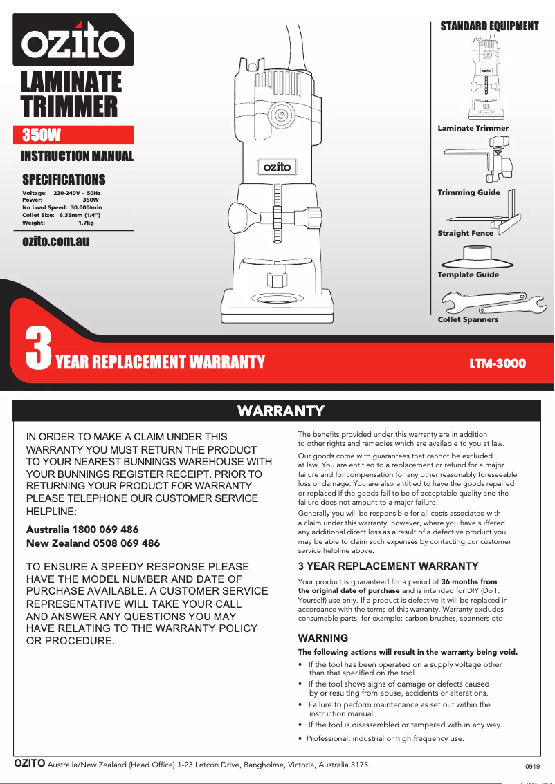 Imagen de la primera página del manual del dispositivo LTM-3000