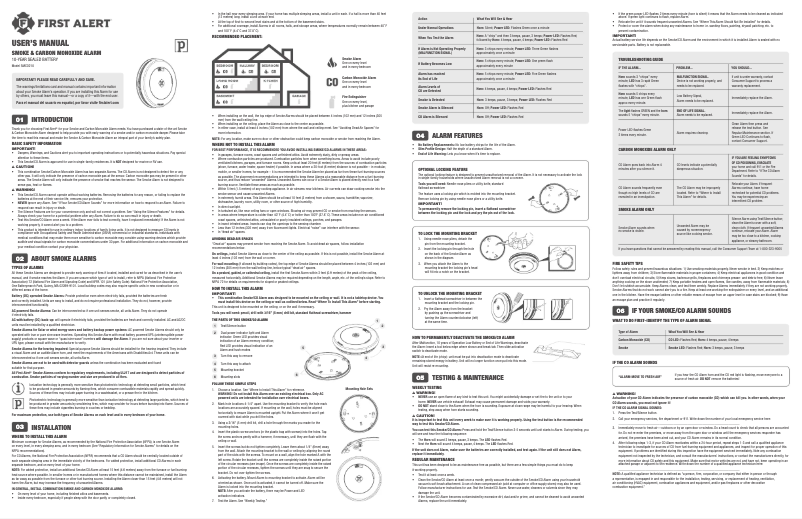 Página 1 del manual Manual de usuario First Alert SMCO210