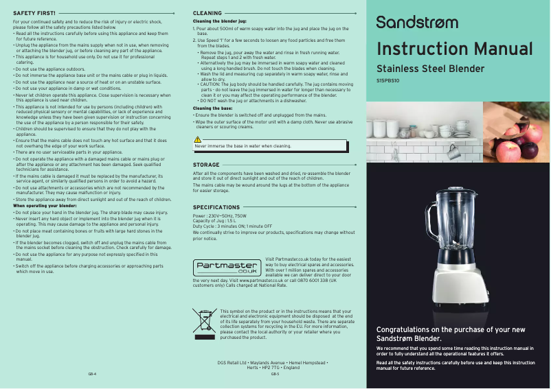 Imagen de la primera página del manual del dispositivo S15PBS10