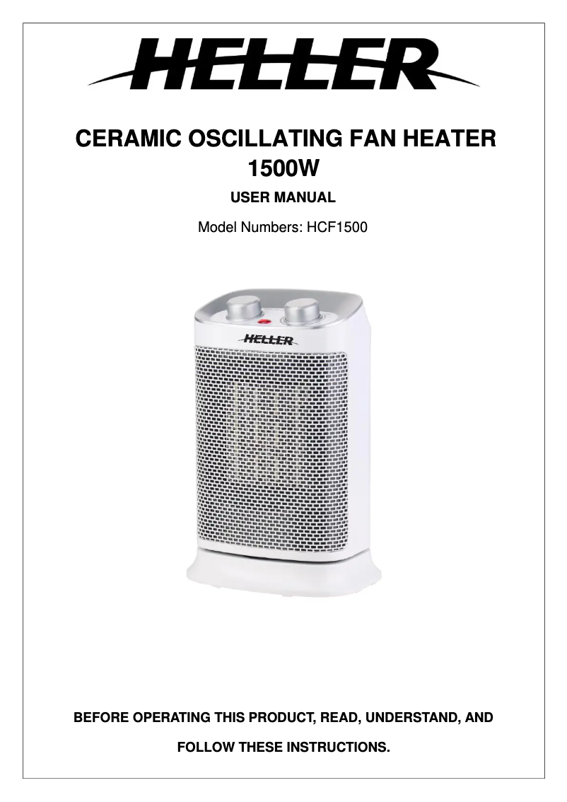 Imagen de la primera página del manual del dispositivo HCF1500