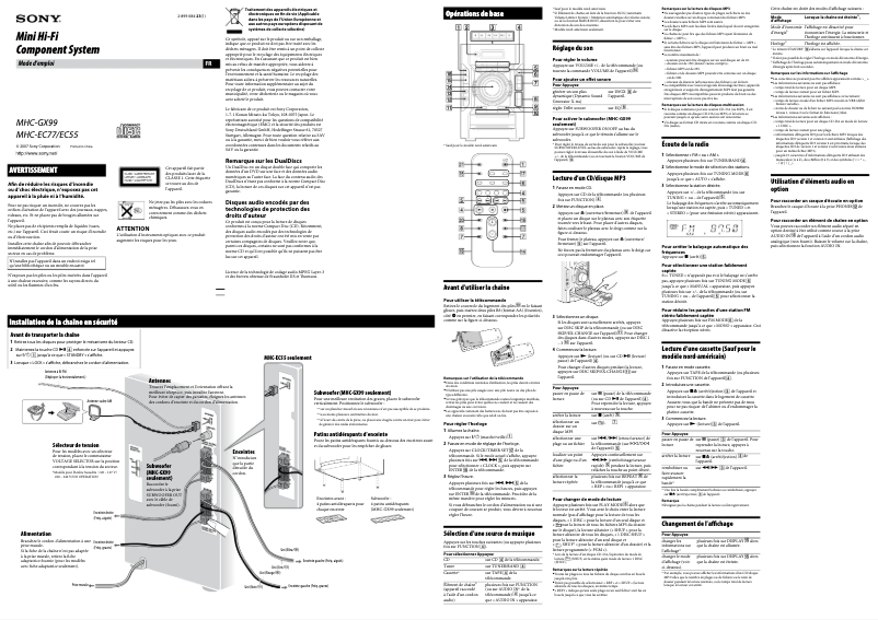 Imagen de la primera página del manual del dispositivo MHC-EC77
