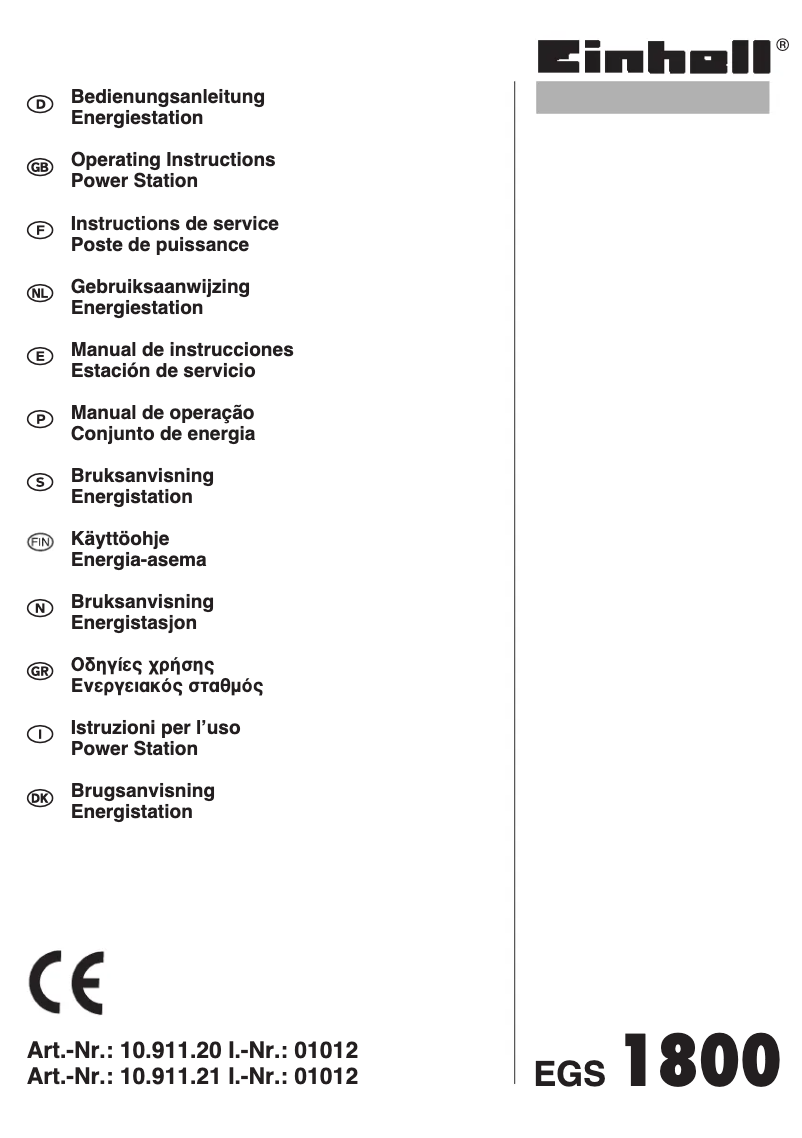 Página nº 1 - Manual de usuario Einhell EGS 1800