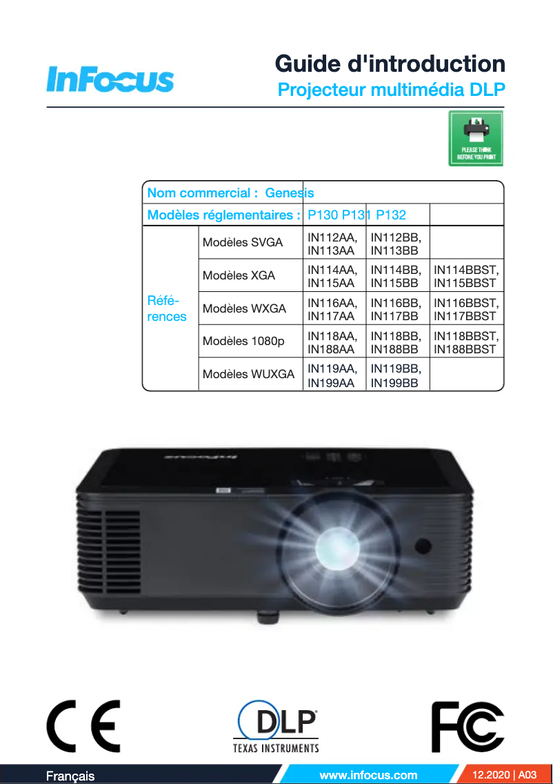 Página 1 del manual Manual de usuario InFocus Genesis IN112AA