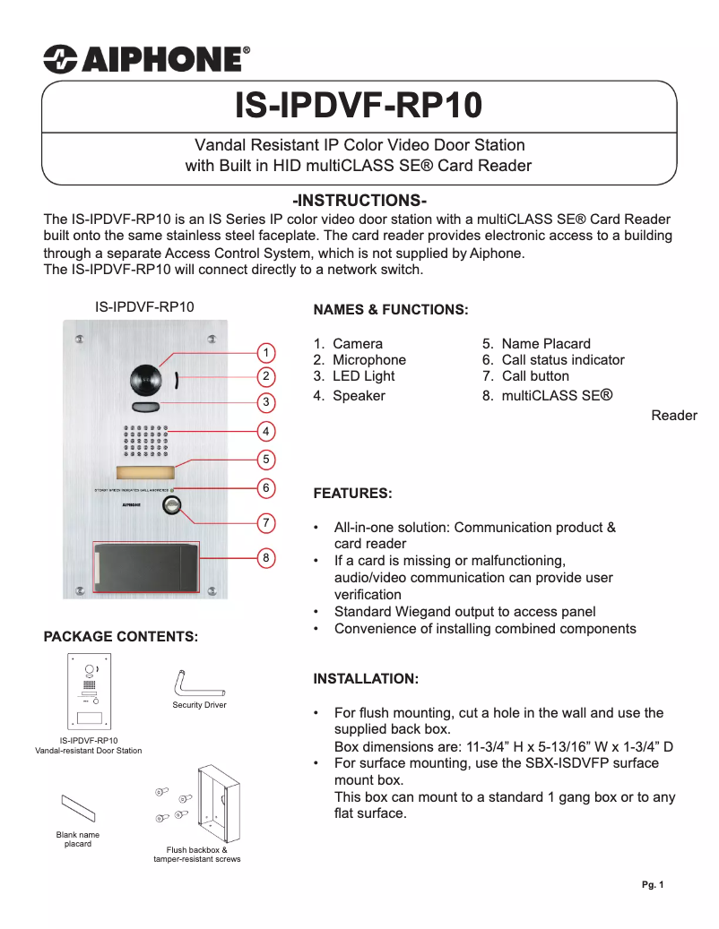 Imagen de la primera página del manual del dispositivo IS-IPDVF-RP10