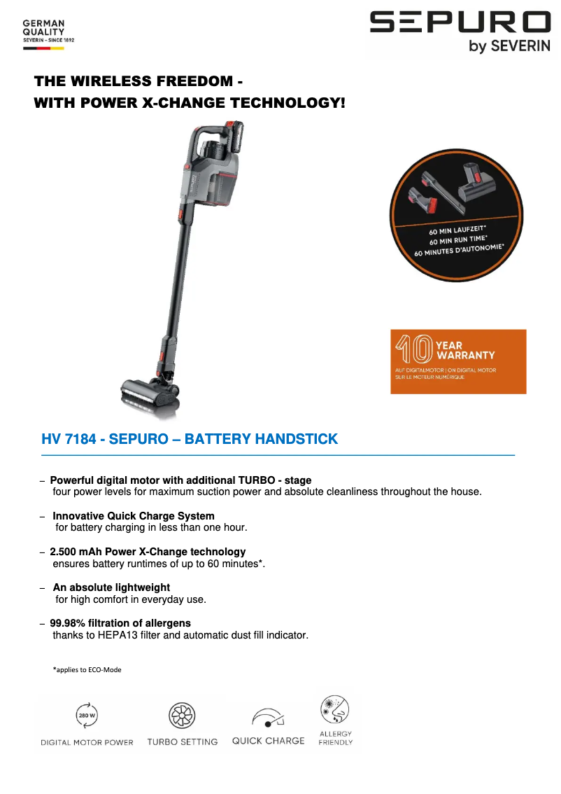 Imagen de la primera página del manual del dispositivo HV 7184