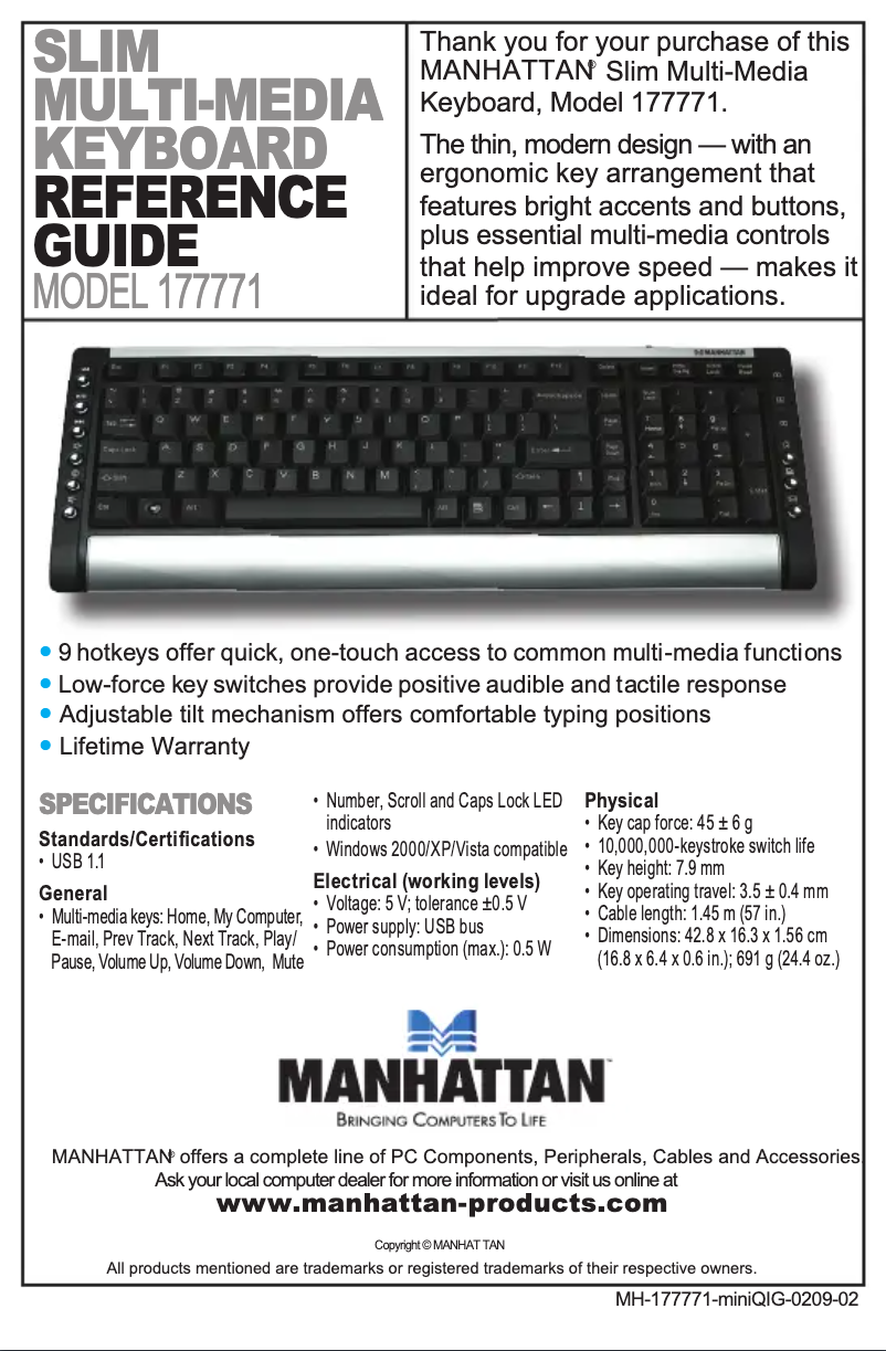 Página nº 1 - Manual de usuario Manhattan 177771
