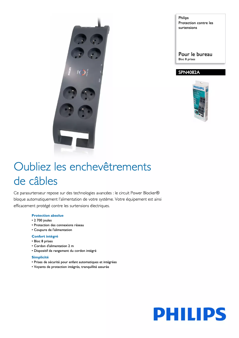 Página 1 del manual Ficha técnica Philips SPN4082A