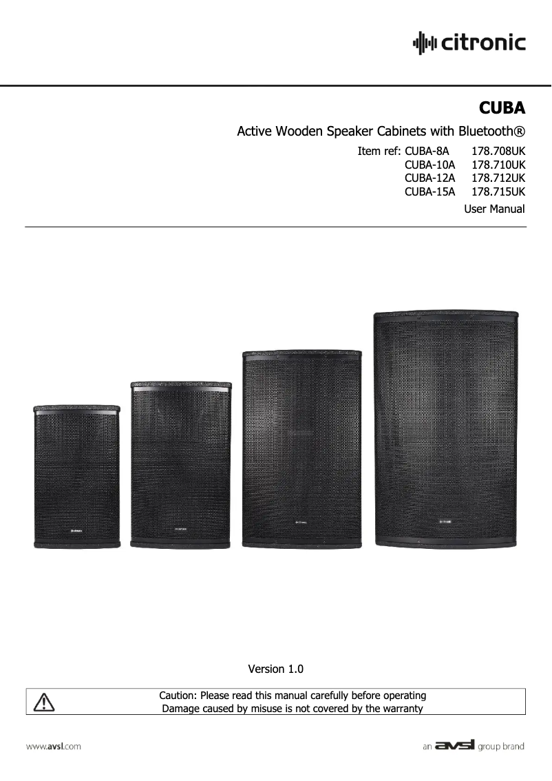 Imagen de la primera página del manual del dispositivo CUBA-15A