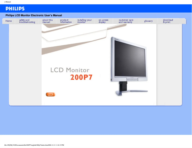 Imagen de la primera página del manual del dispositivo Brilliance 200P7ES