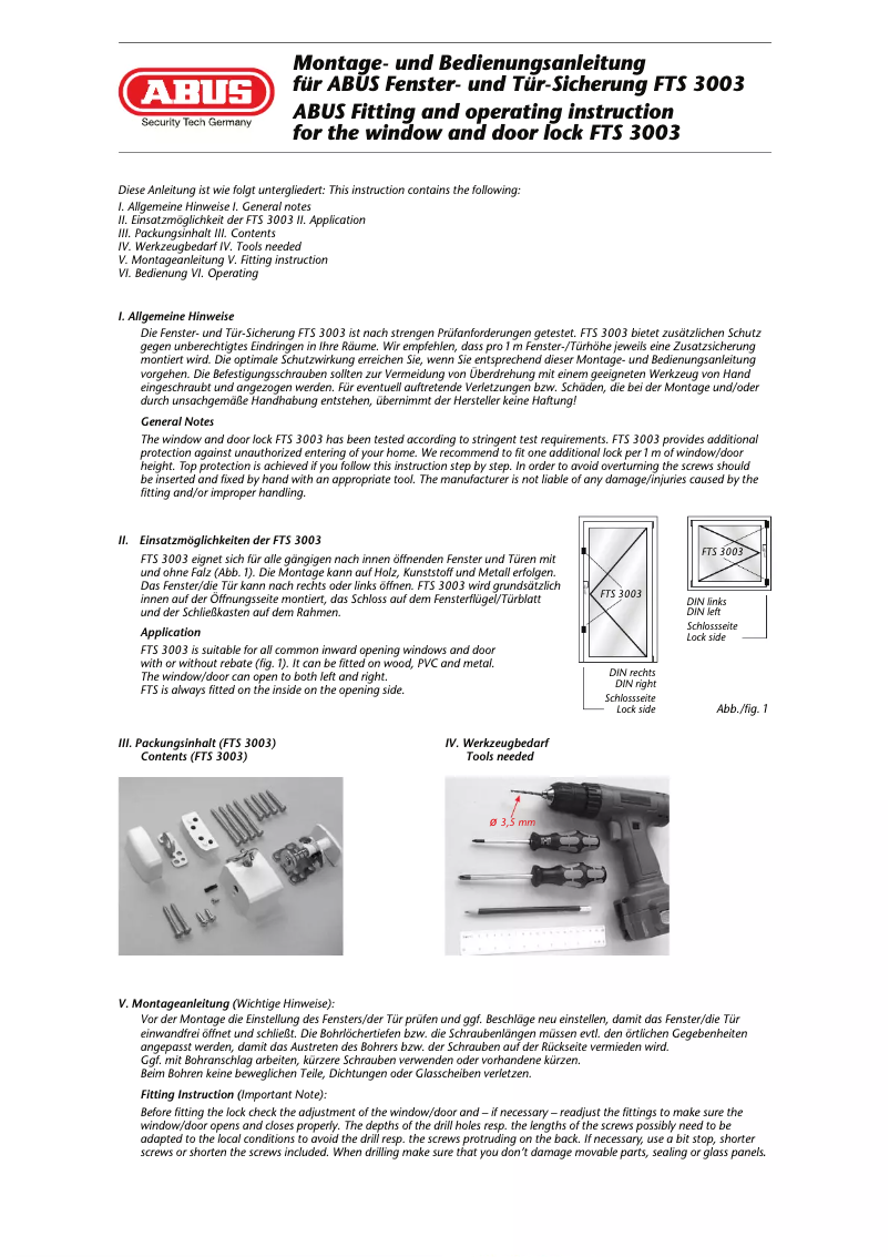 Imagen de la primera página del manual del dispositivo FTS3003