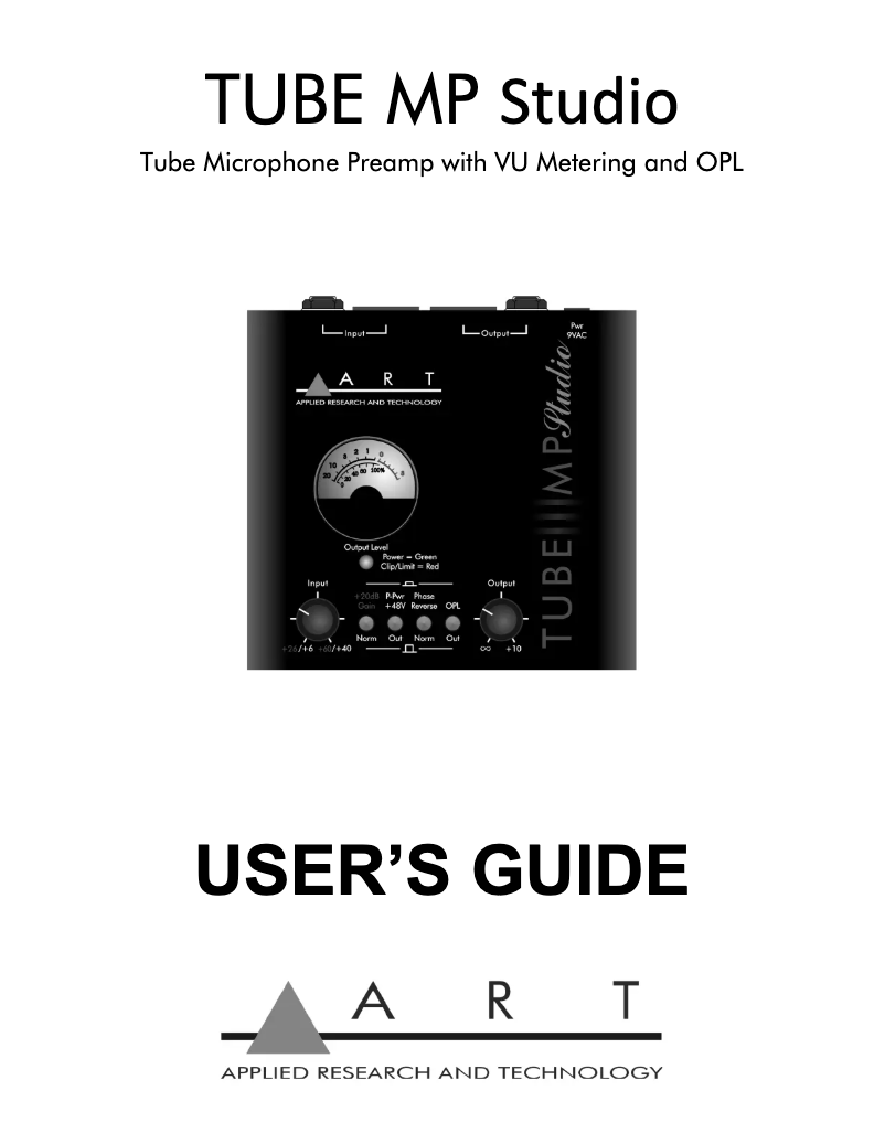 Imagen de la primera página del manual del dispositivo Tube MP Studio