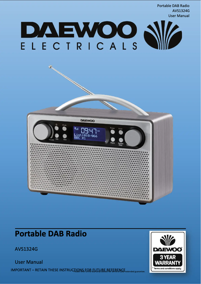 Página 1 del manual Manual de usuario Daewoo AVS1324