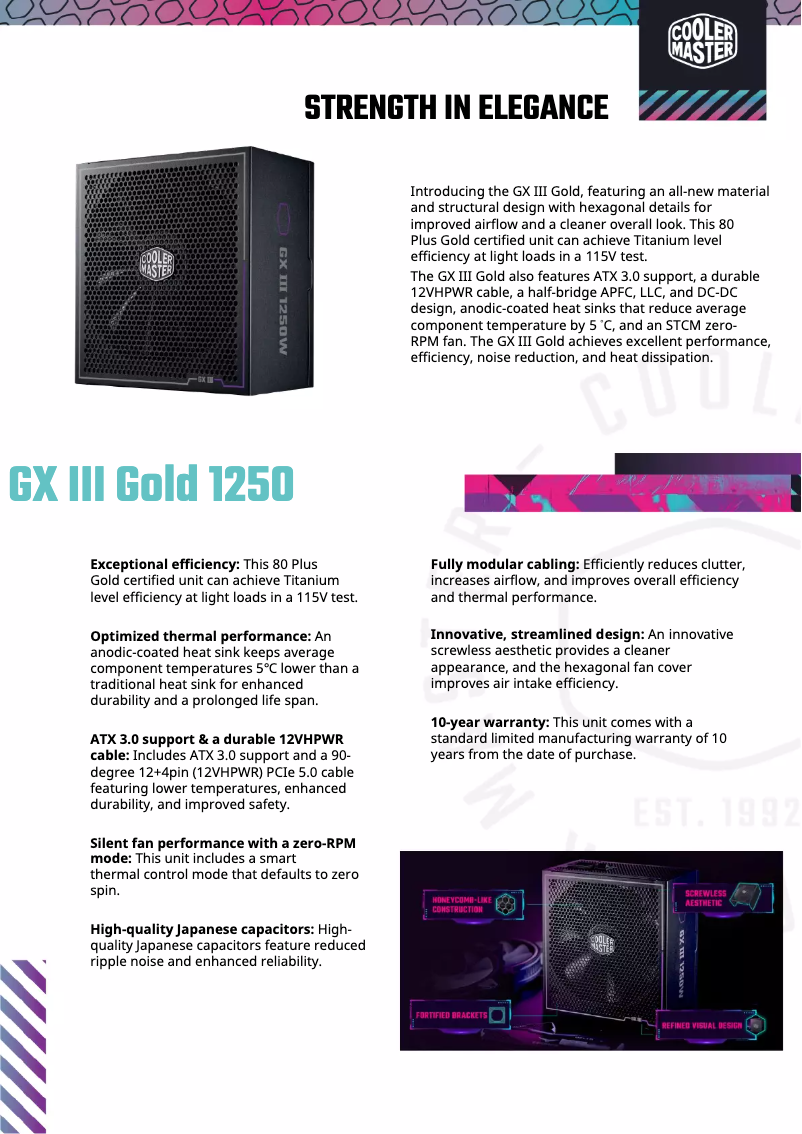 Página 1 del manual Ficha técnica Cooler Master GX III Gold 1250