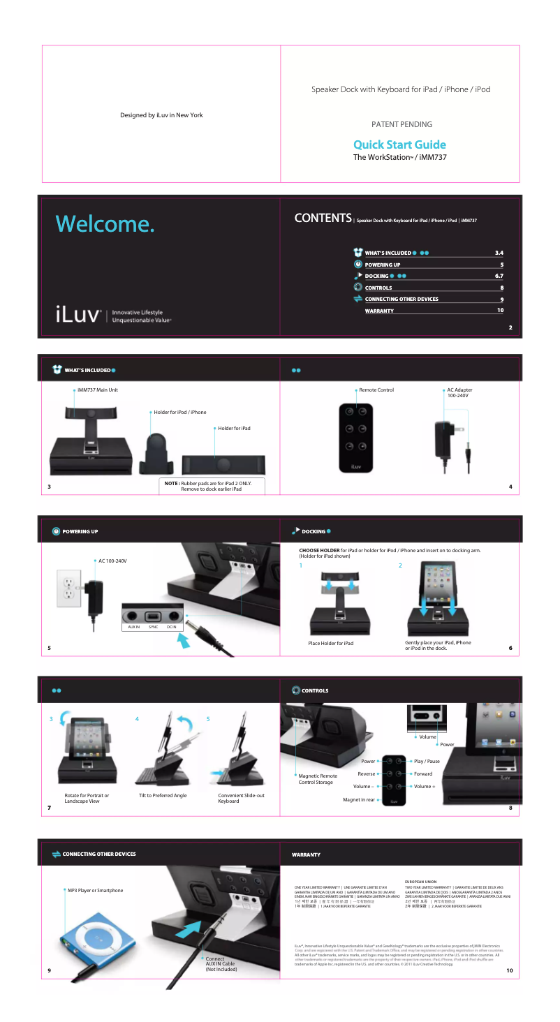 Imagen de la primera página del manual del dispositivo iMM737