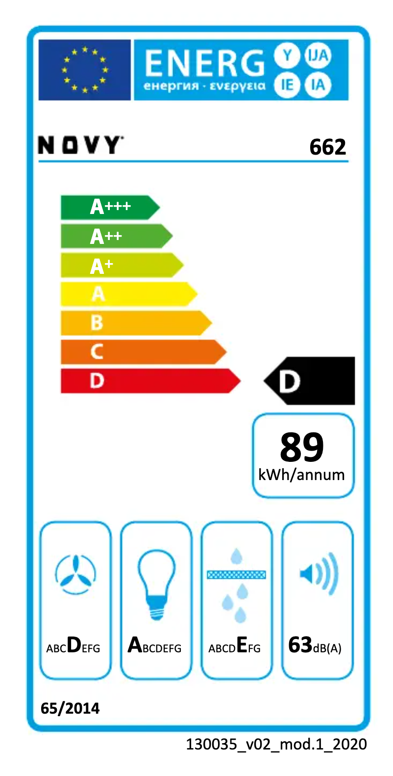 Página 1 del manual Etiqueta energética Novy 662