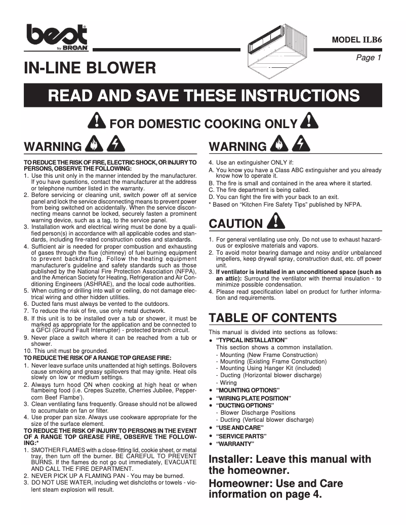 Página 1 del manual Guía de instalación Best ILB6
