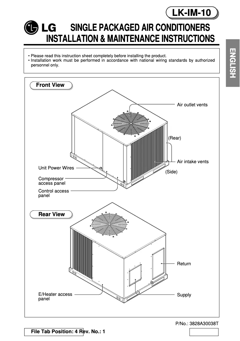 Imagen de la primera página del manual del dispositivo LK-0480CH