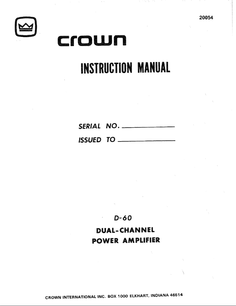 Página 1 del manual Manual de usuario Crown D-150