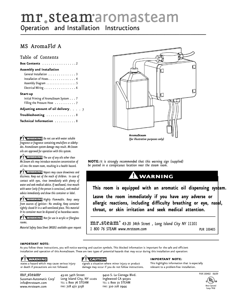 Imagen de la primera página del manual del dispositivo AromaSteam