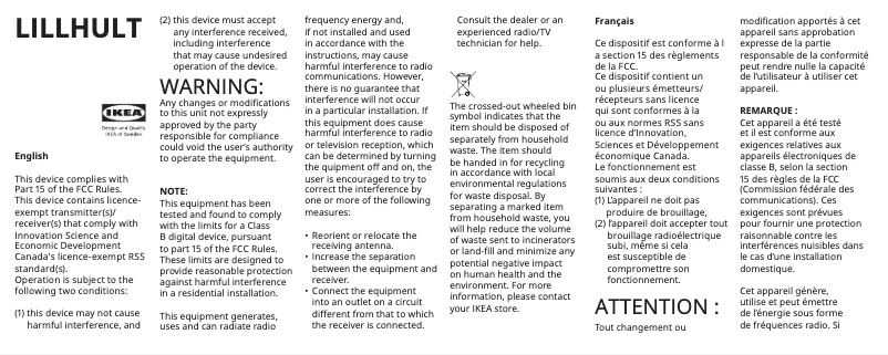 Página 1 del manual Manual de usuario Ikea LILLHULT 805.340.65