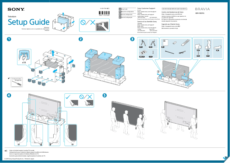 Imagen de la primera página del manual del dispositivo Bravia XBR-98Z9G