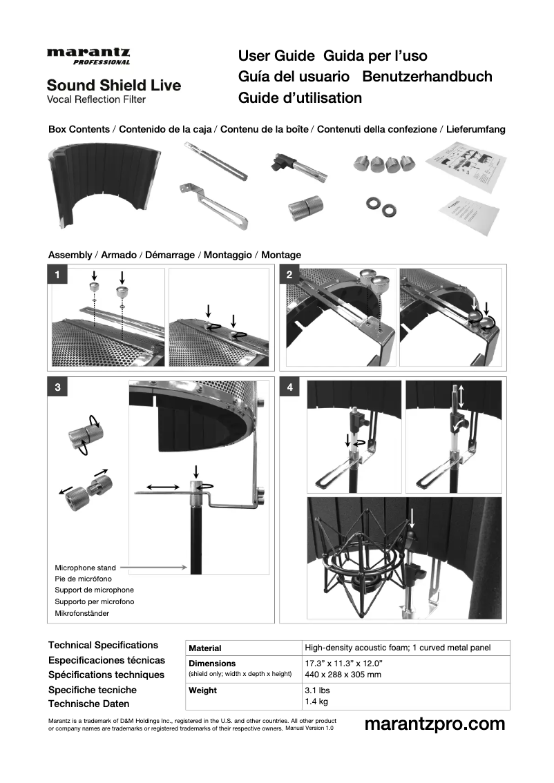 Página 1 del manual Manual de usuario Marantz Sound Shield Live