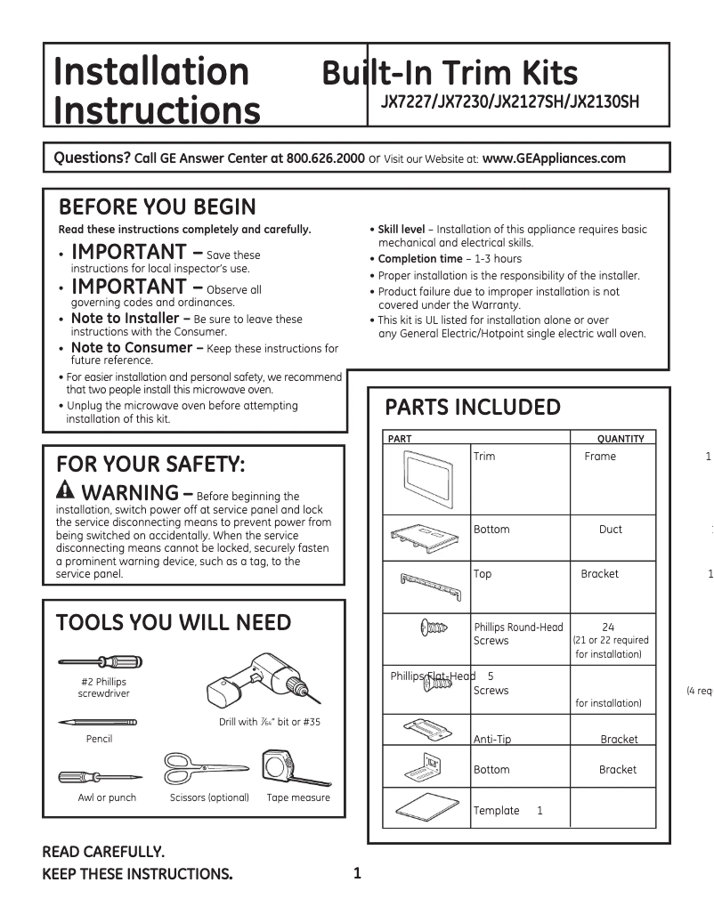 Imagen de la primera página del manual del dispositivo JX7227SFSS