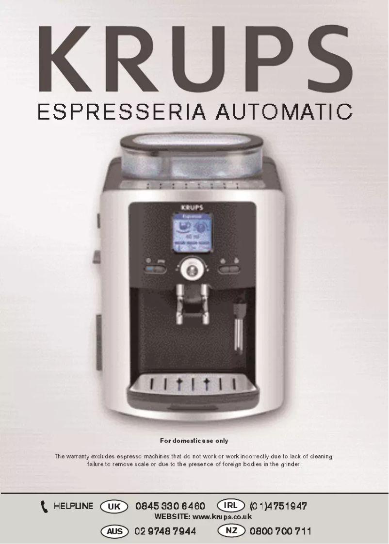 Imagen de la primera página del manual del dispositivo Espresseria Automatic XP7240