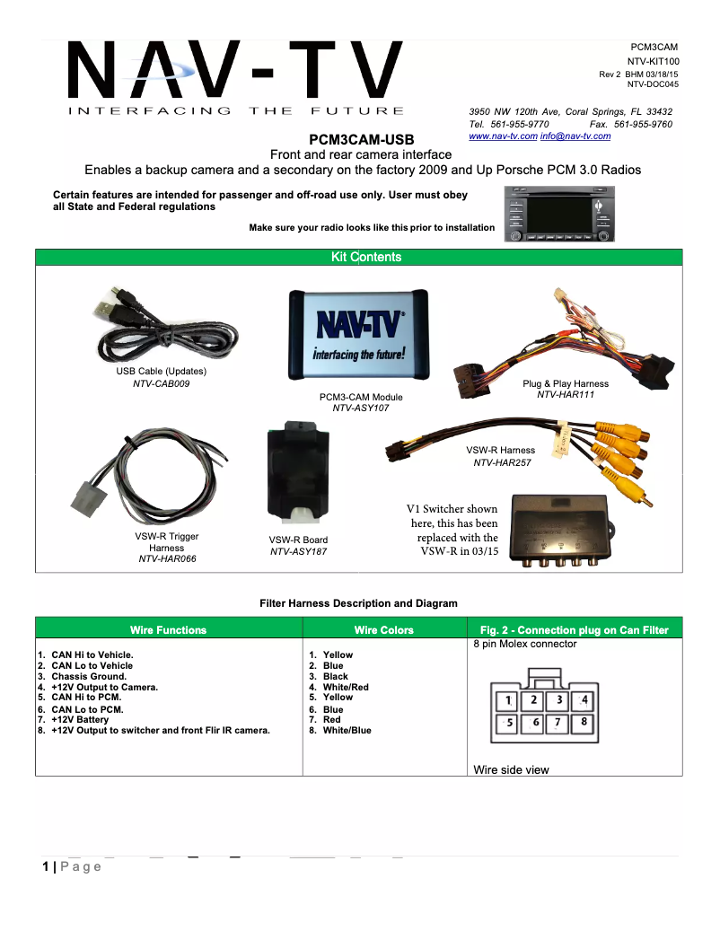 Imagen de la primera página del manual del dispositivo PCM3-CAM NTV-KIT100