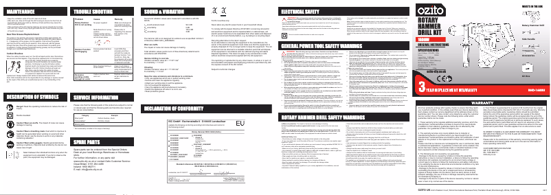 Página 1 del manual Manual de usuario Ozito RHD-1600U