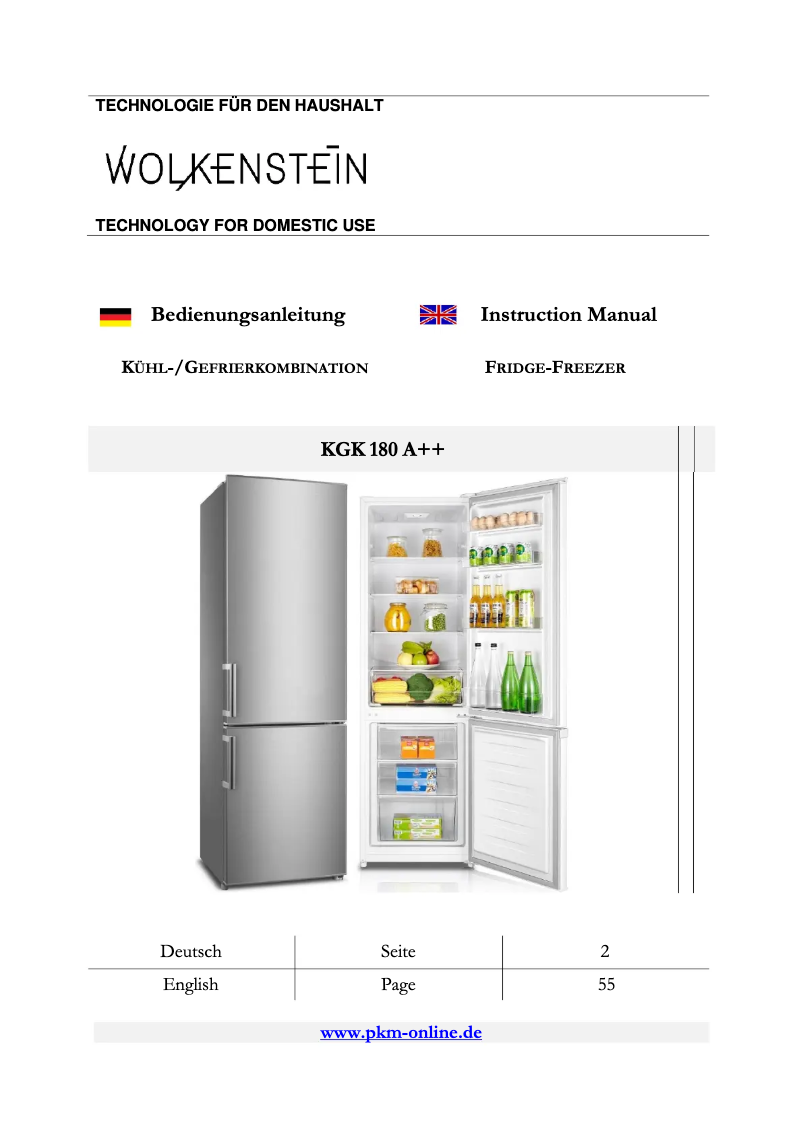 Página 1 del manual Manual de usuario Wolkenstein KGK 180 A++