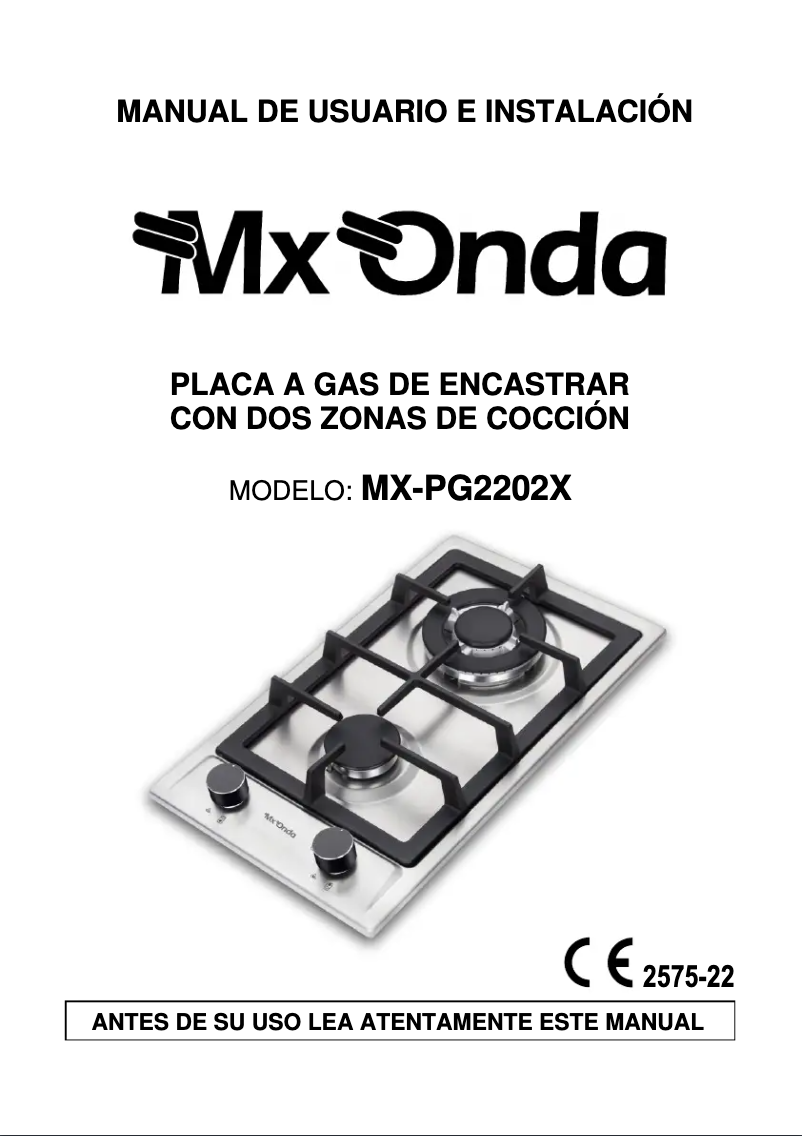 Página 1 del manual Manual de usuario Mx Onda MX-PG2202X