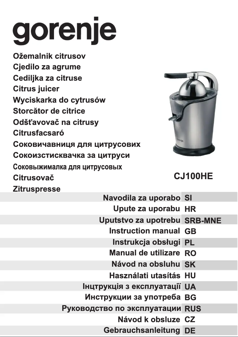 Imagen de la primera página del manual del dispositivo CJ100HE
