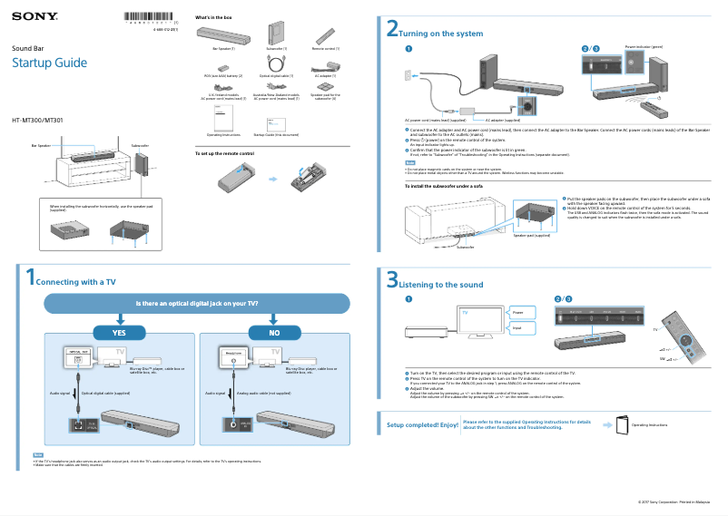 Imagen de la primera página del manual del dispositivo HT-MT301