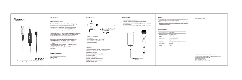 Página 1 del manual Manual de usuario BOYA BY-BCA7
