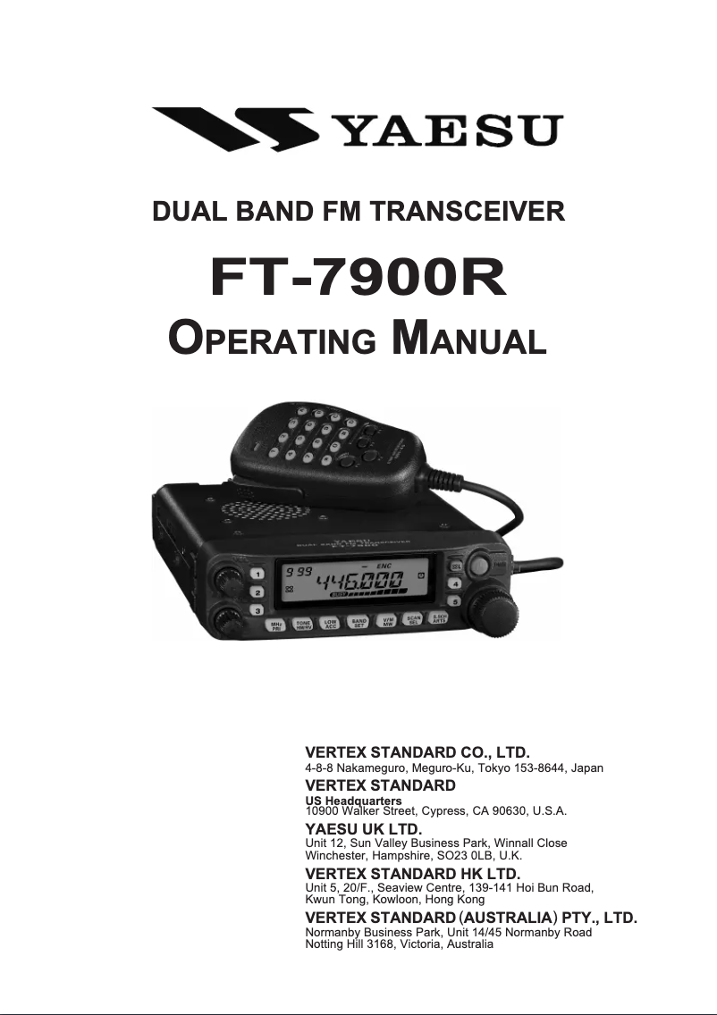 Imagen de la primera página del manual del dispositivo FT-7900R