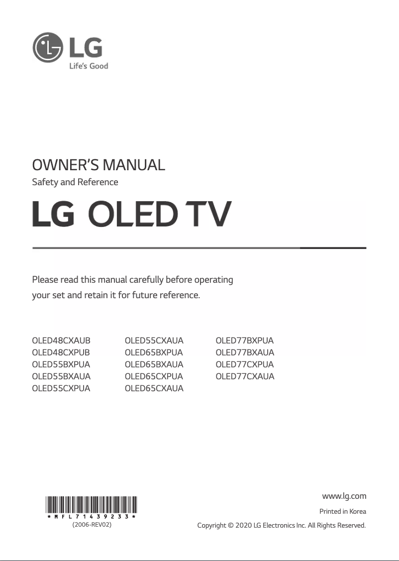 Página nº 1 - Manual de usuario LG OLED65CXPUA