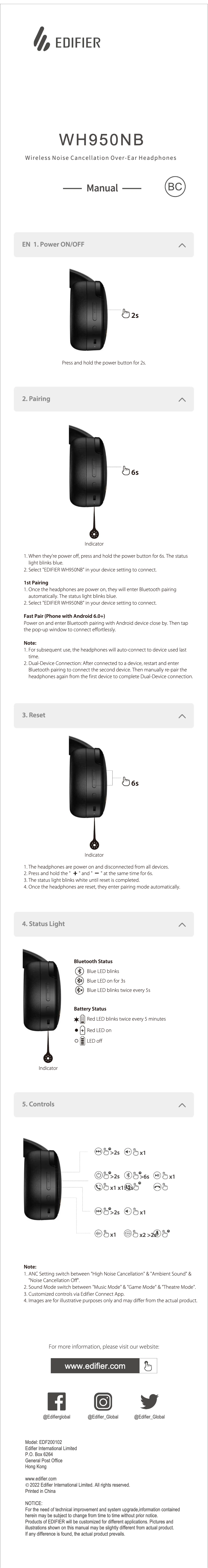 Imagen de la primera página del manual del dispositivo WH950NB