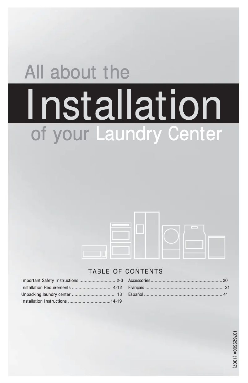 Página 1 del manual Guía de instalación Frigidaire FFLG1011MW