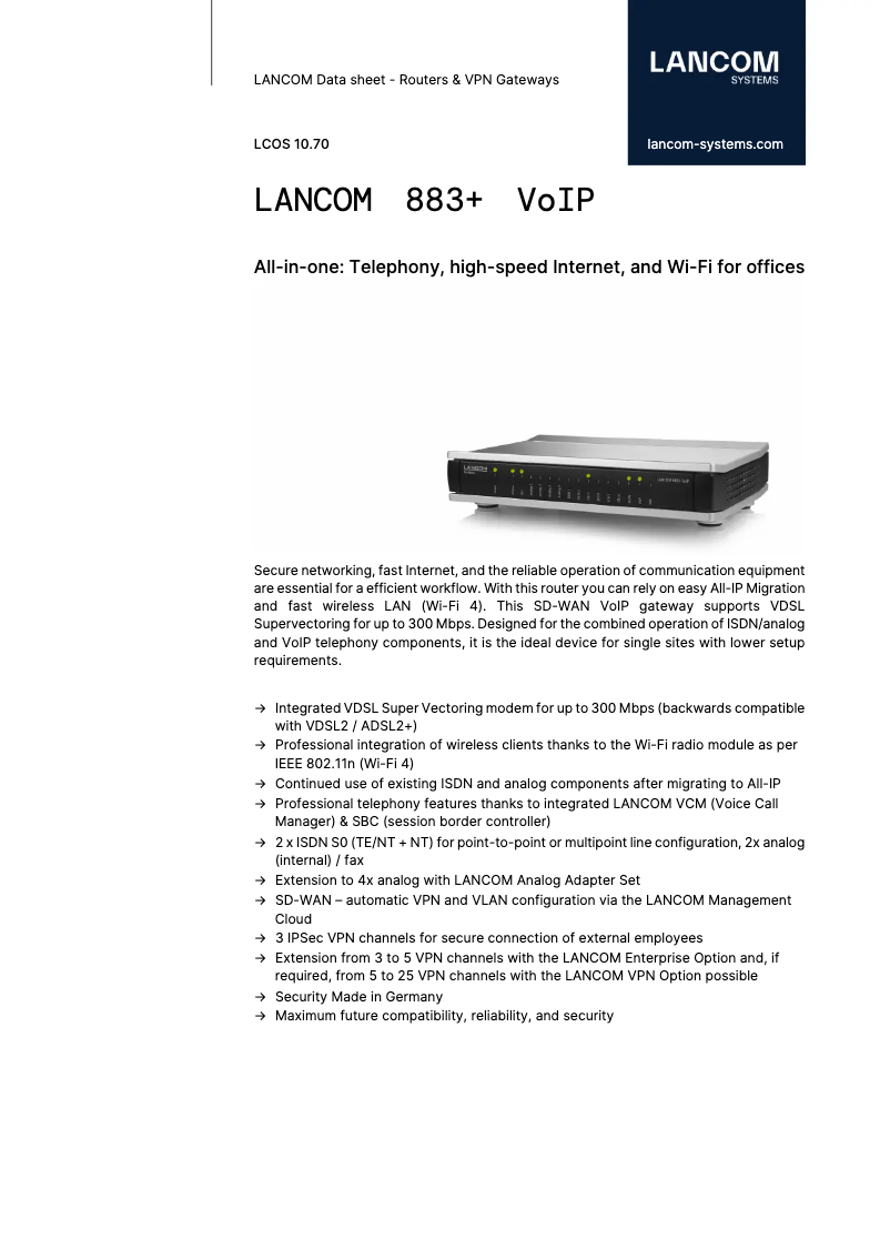 Imagen de la primera página del manual del dispositivo 883+ VoIP