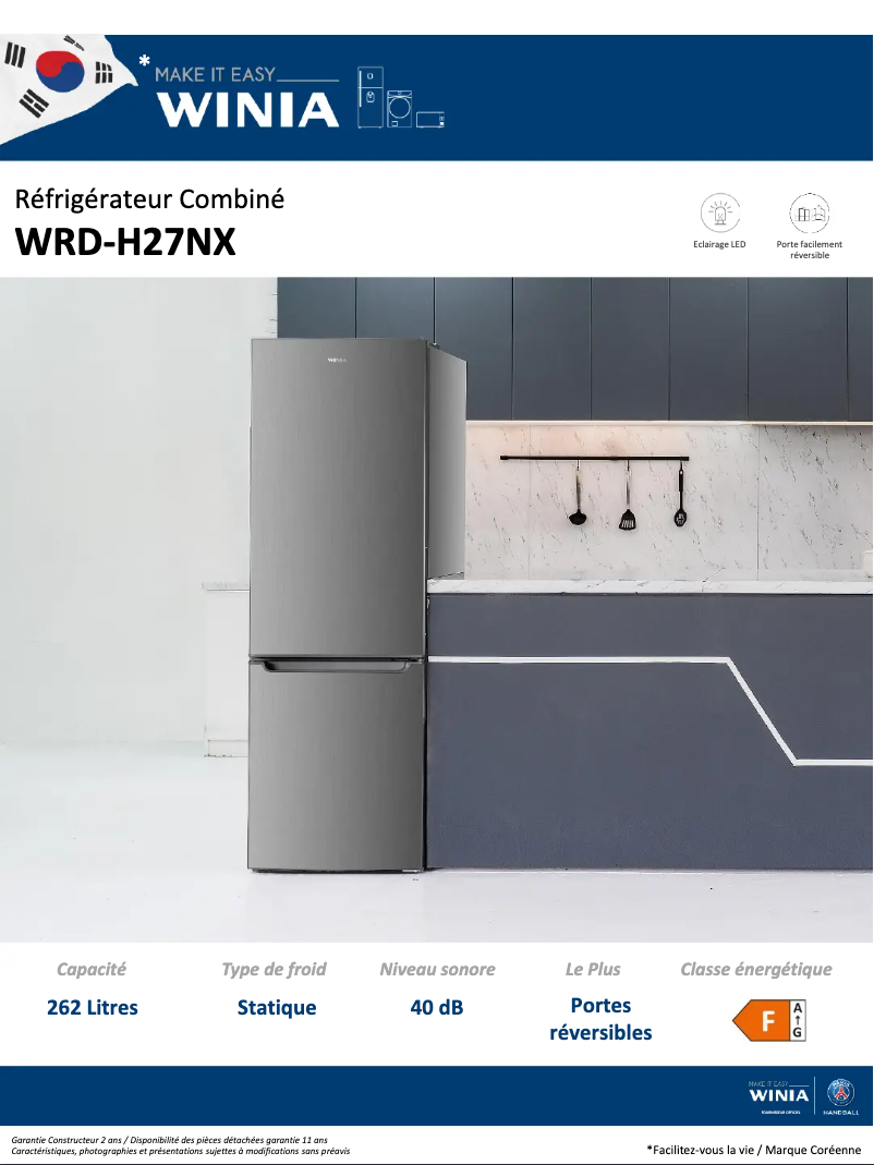 Página 1 del manual Ficha técnica Winia WRD-H27NX