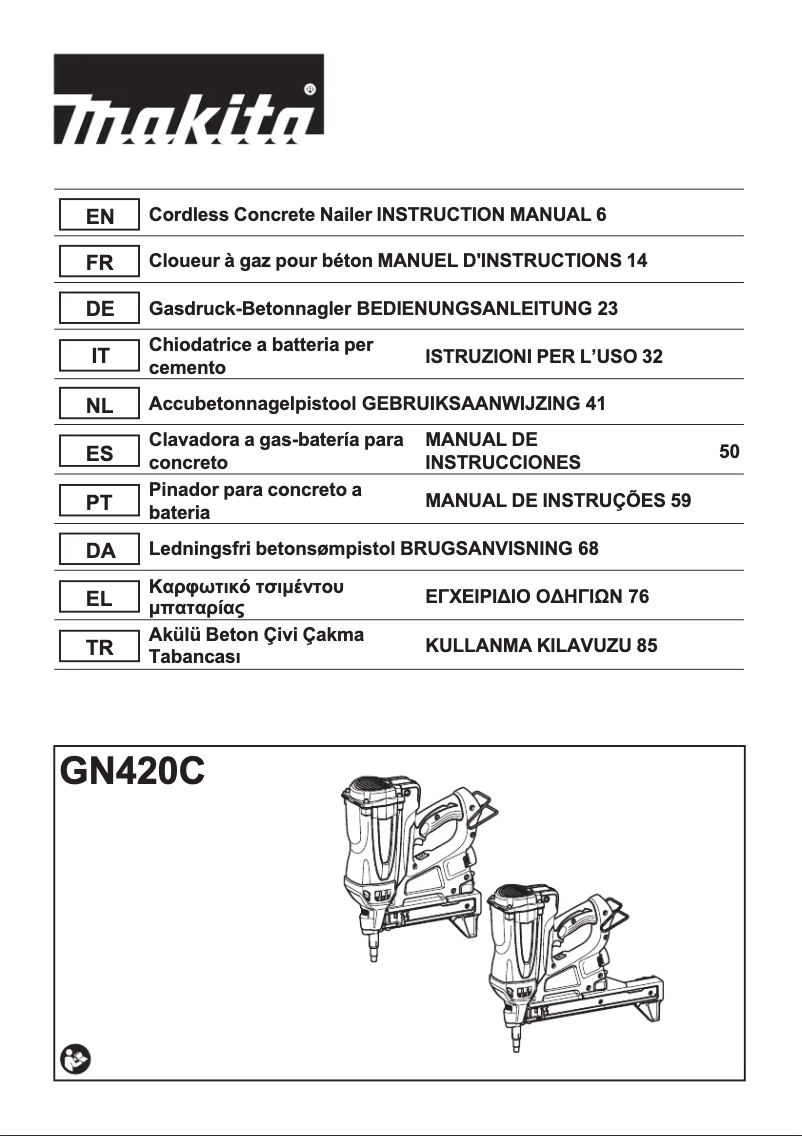 Página 1 del manual Manual de usuario Makita GN420CLSE