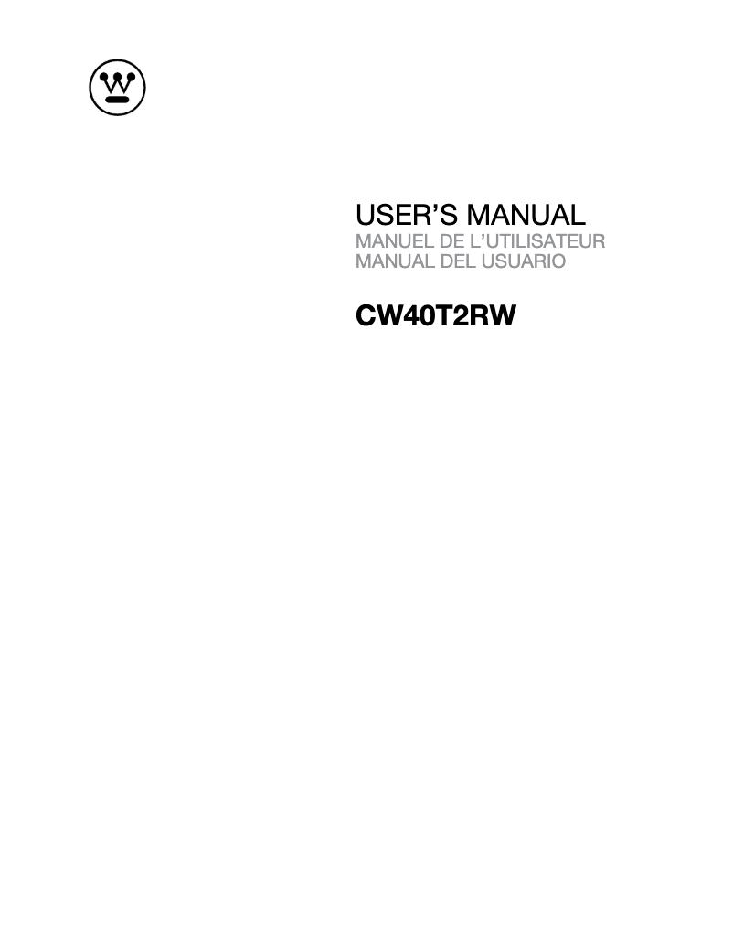 Página 1 del manual Manual de usuario Westinghouse CW40T2RW
