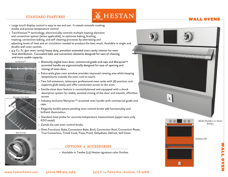 Página 1 del manual Ficha técnica Hestan KSO30