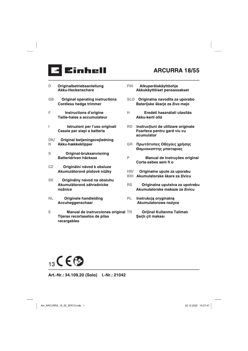 Página nº 1 - Manual de usuario Einhell ARCURRA