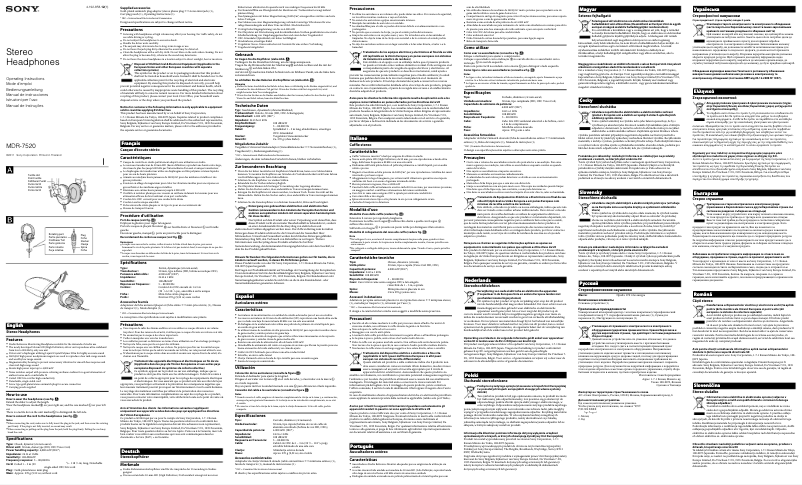 Imagen de la primera página del manual del dispositivo MDR-7520