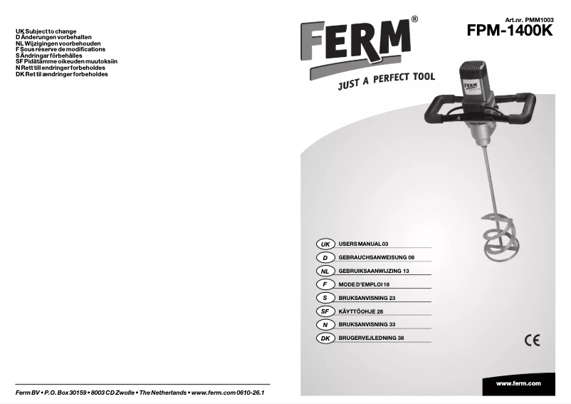 Imagen de la primera página del manual del dispositivo FPM-1400K
