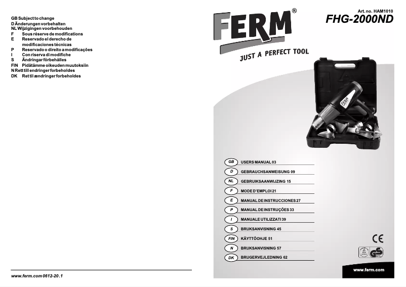 Página 1 del manual Manual de usuario Ferm HAM1010