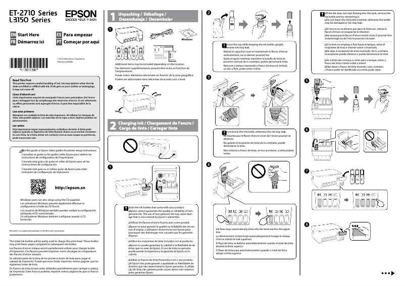 Página 1 del manual Guía de instalación Epson EcoTank ET-2715
