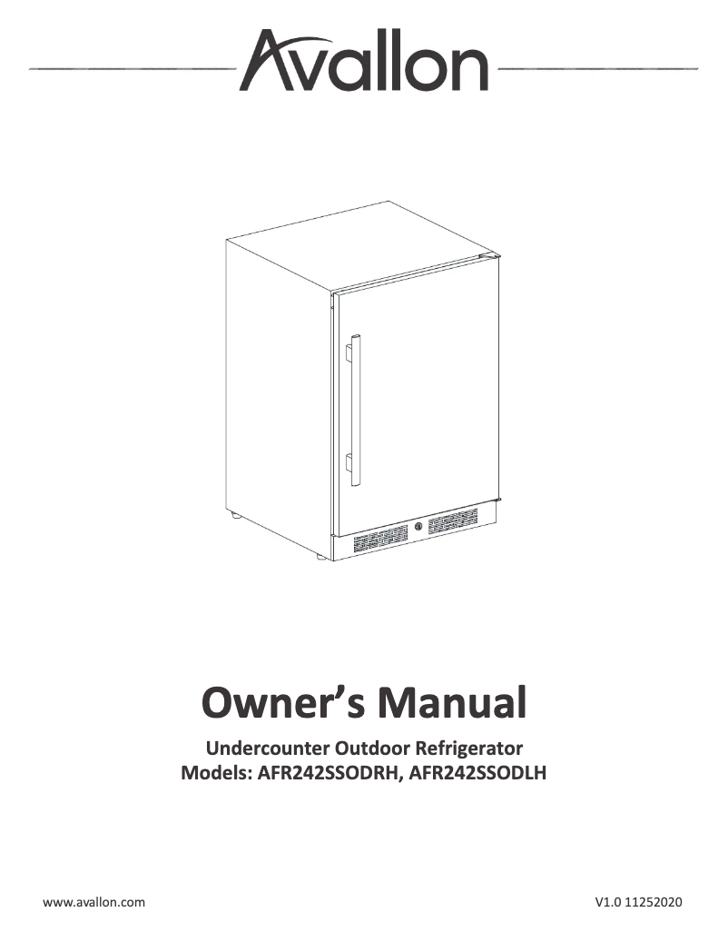 Página 1 del manual Guía de instalación Avallon AFR242SSODRH